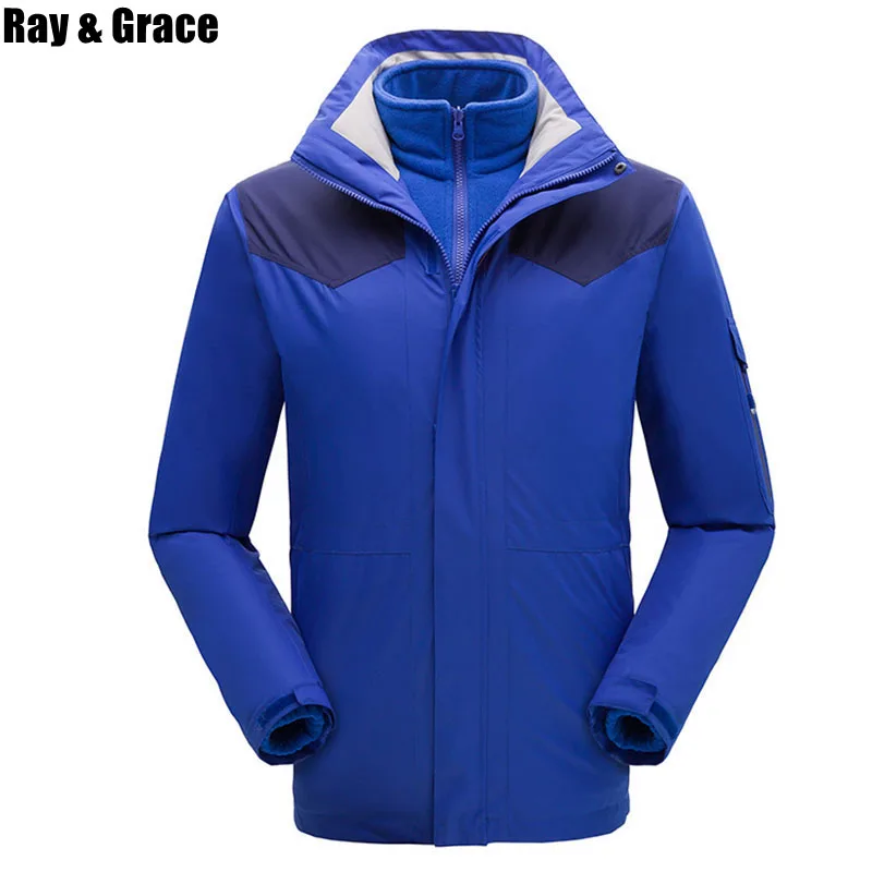 

RAY GRACE Winter Men Outdoor Waterproof Mountain Jacket Windproof Warm Camping Jackets Hiking Climbing Softshell Coats