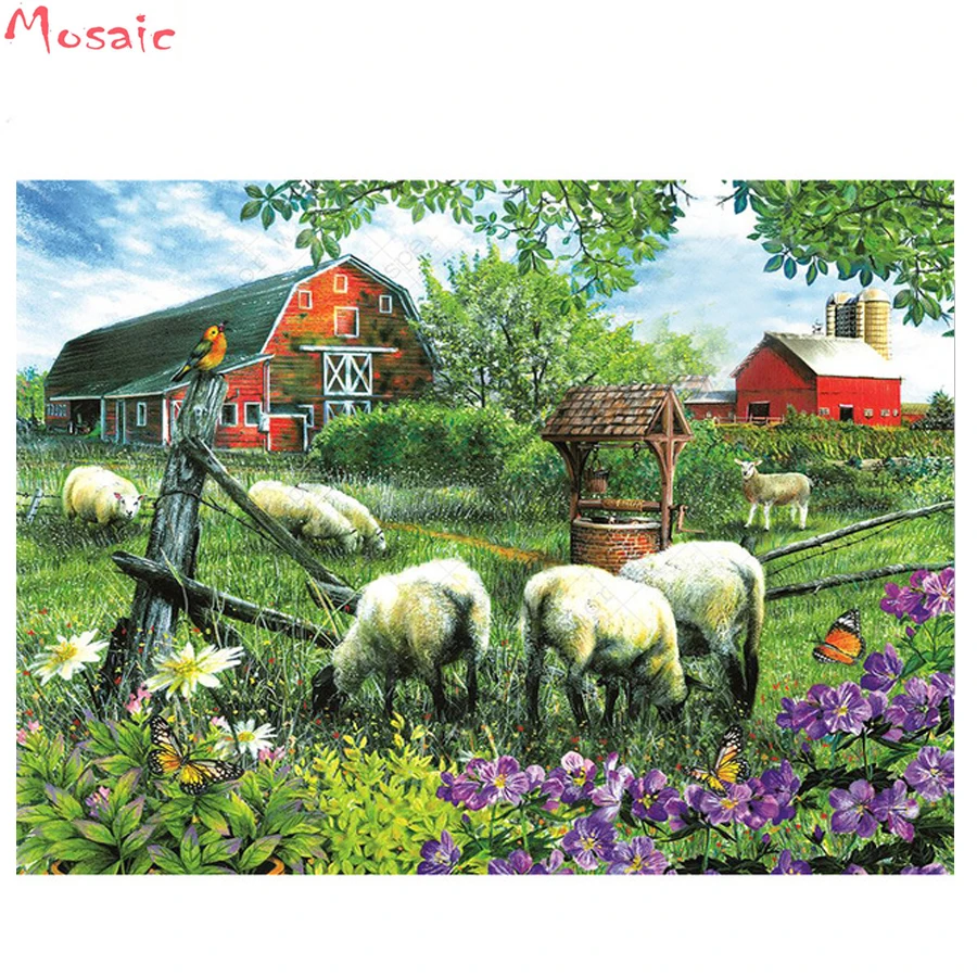 

farm sheep Diamond Painting Full Square Drill 5D DIY Cross Stitch Beads Embroidery diamond Mosaic Bedroom Decorative Gifts