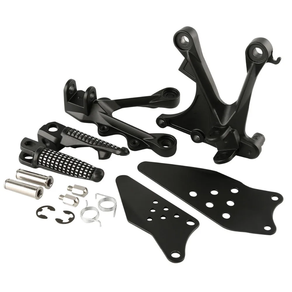 

Matte Black Front Rider Foot Pegs Footrests Bracket Set For KAWASAKI ZX636 2005-2006 ZX6R 2005-2008
