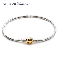 ATHENAIE 925 пробы Серебряный Змеиный браслет-цепочка с замком цвет 18 К золото для очаровательных браслетов и браслетов ювелирные изделия Diy