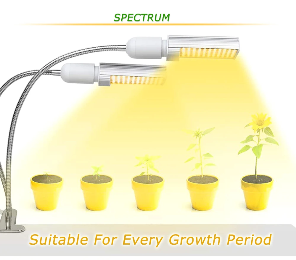 Светодиодный светильник для выращивания растений в помещении, супер яркий 88 светодиодный s солнечный полноспектральный светильник для выращивания, теплый, двухголовый гусиный фитоусилитель
