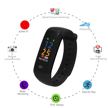 

SANDA Bluetooth Smart Wristband Band Blood Pressure & Heart Rate Monitor Fitness Waterproof Bracelet Smart Pedometer Watch M12P