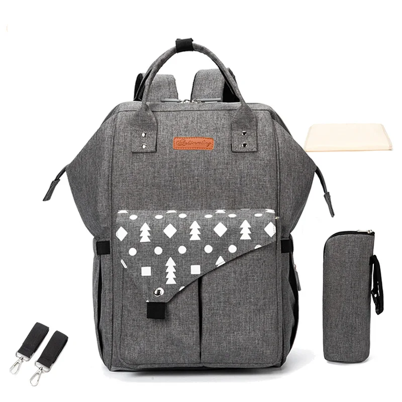 Большая сумка для детских подгузников, водонепроницаемая, USB, детские сумки для мам, рюкзак для мам, сумка для подгузников для мам, сумка для подгузников для коляски, органайзер для смены - Цвет: Dark gray