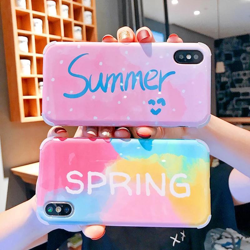 

Marchcover for iPhone X XS XR MAX 8 7 6s plus Cute Summer Spring Smile Lovely Case Soft TPU Painting Glossy Shockproof cover