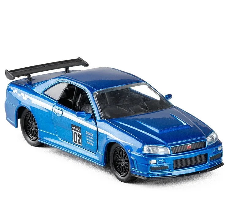 

1/32 GT-R R34 Coupe Die-cast Car Alloy Pull Back Model Toys for Kids Gift