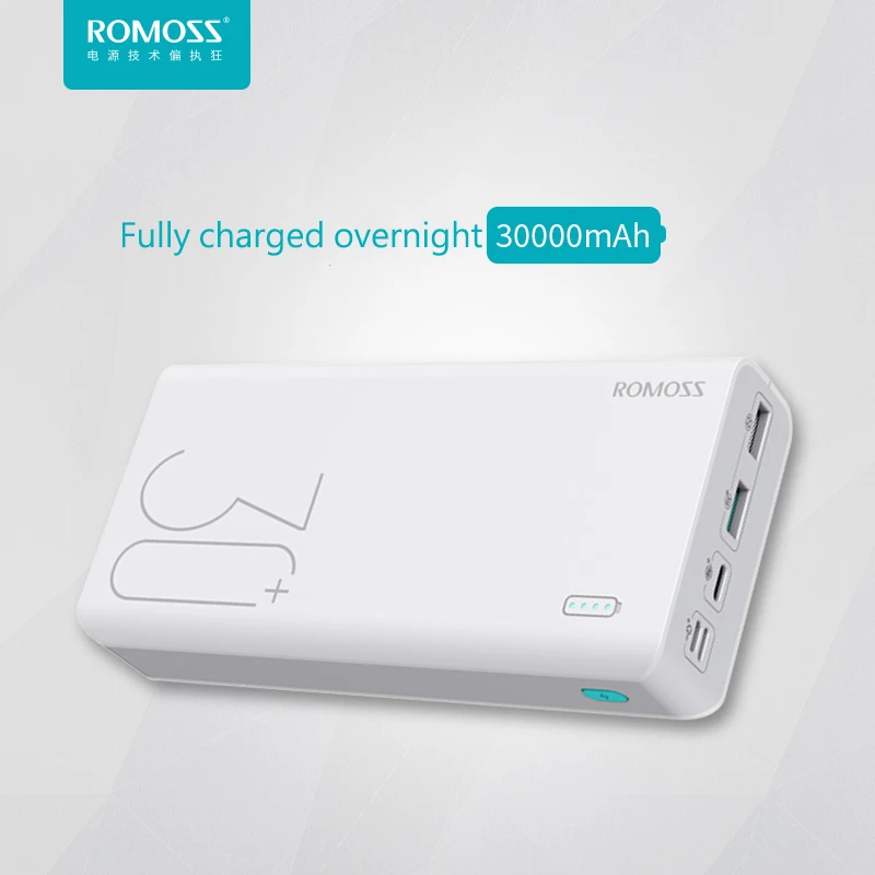 ROMOSS Sense8+ power Bank 30000 мАч Внешняя батарея резервного питания Поддержка Lightning type-c QC3.0 Быстрая зарядка для Android iPhone