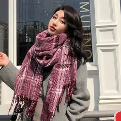 2018 Осенняя зимняя теплая шаль для Для женщин Модная Классика плед элегантный шарф с имитацией кашемира с кисточкой