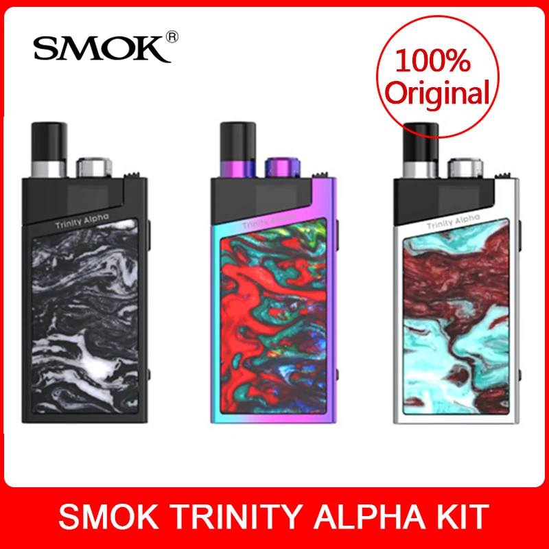 

Original SMOK Trinity Alpha Kit built in 1000mAh Battery with pod 2.8ml Nord Mesh MTL Coil Electronic Cigarette Pod System vape