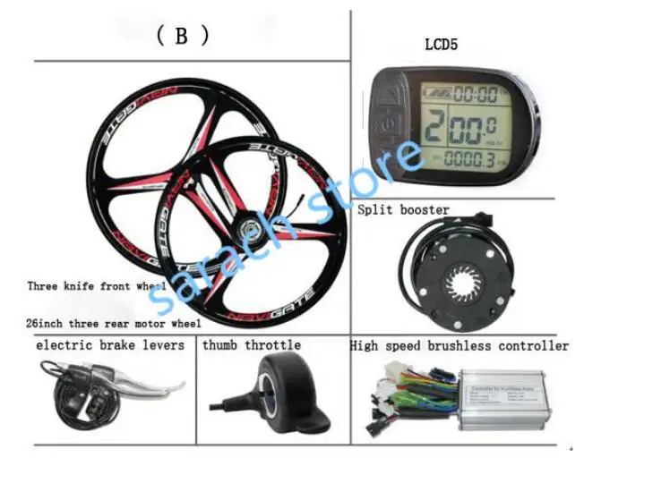 Perfect E-BIKE 36V/48V YOUE three-knife Fornt Wheel and Rear Hub Motor Kits Electric Bike Conversion Kits electric bike motor with LCD5 1