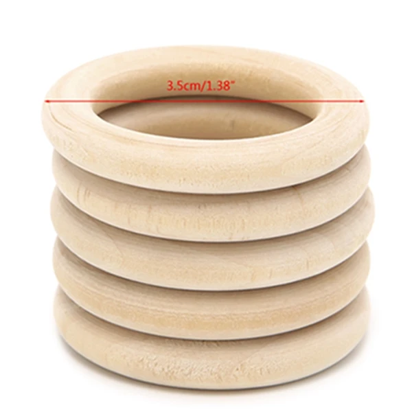 DIY деревянные бусины соединители кольцо круги бусины без свинца натурального дерева - Цвет: 35MM