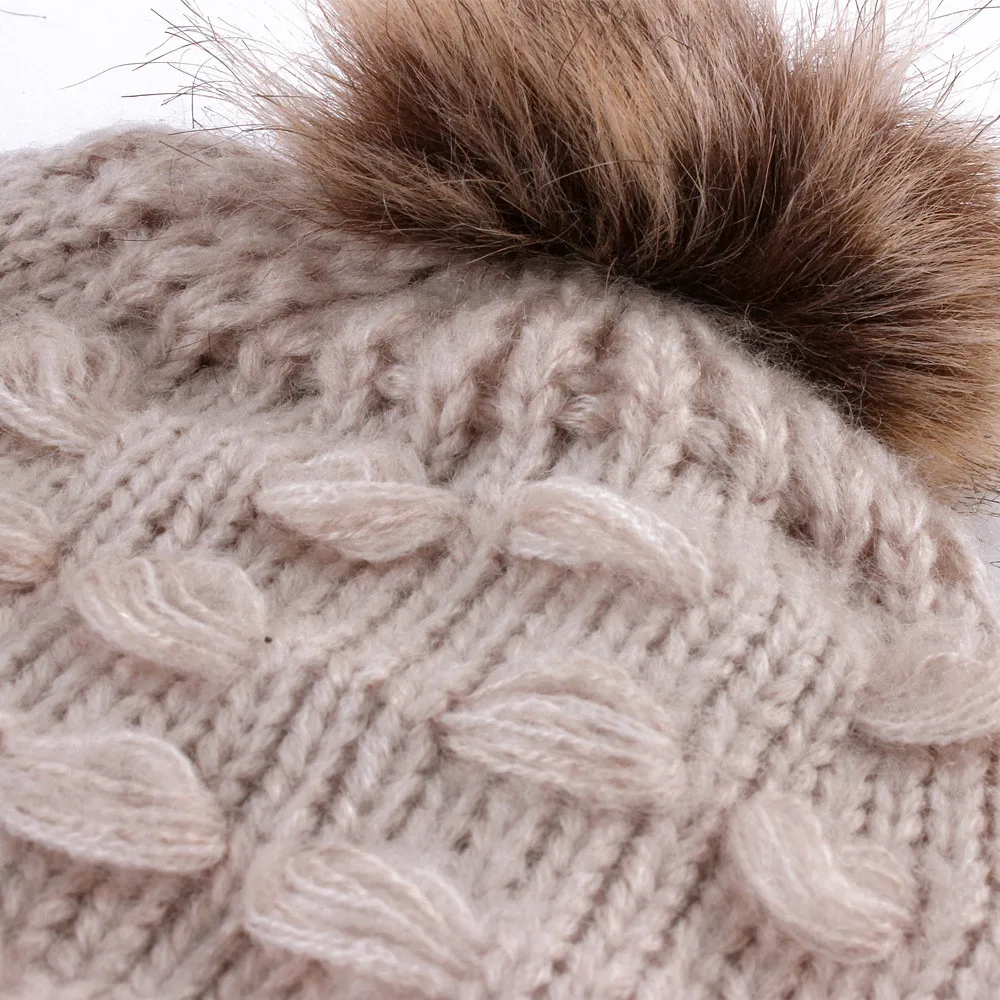 Милые детские зимние шапки для маленьких девочек и мальчиков, зимняя теплая вязаная шапочка, шапочка мех шапка с помпоном, детская шапка s