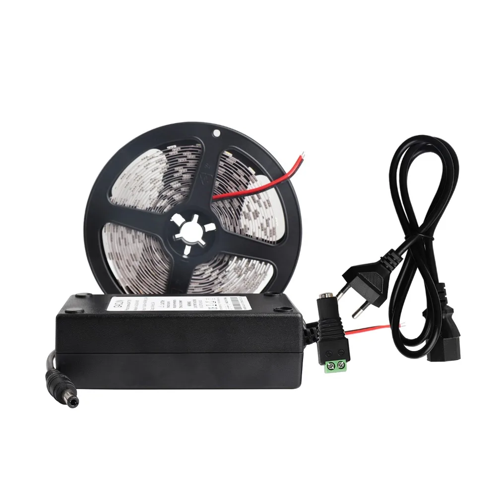 cheap DC 24V LED Strip SMD 5050 RGB Felxible Light With 24V 2A Power Adapter Connector 60Leds M IP20 IP65 Waterproof Tape Lamps JQ