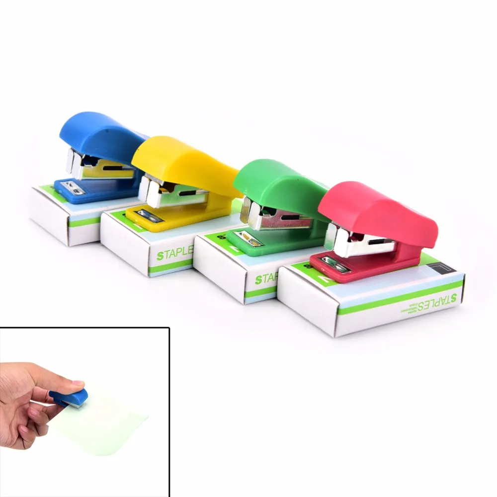 1 компл.. мини степлер пластик Канцелярский набор степлер в стиле кавай бумага офисные скобы