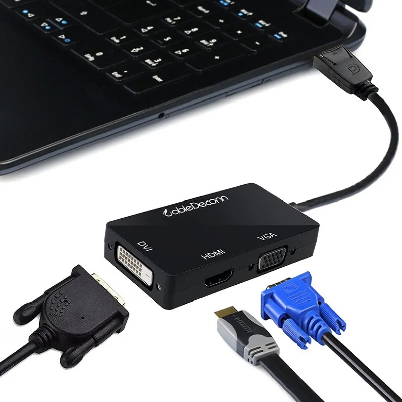 Новый кабель большой Displayport DP папа к HDMI 1080P 4K DVI VGA Женский 3в1 многопортовый адаптер