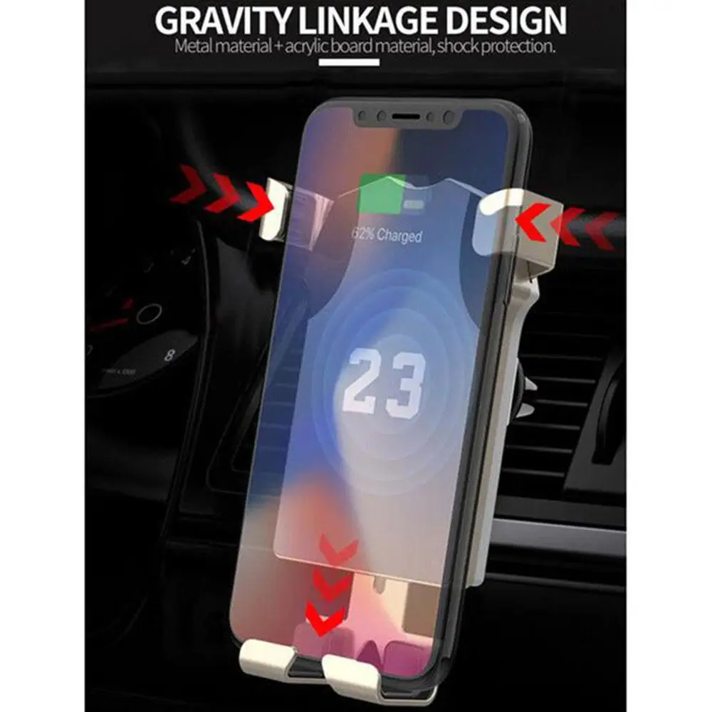 

10W 23 Jersey Wireless Charger Car Holder Mobile Phone Gravity Support Car Mount Wireless Charger Universal Adjust Linkage