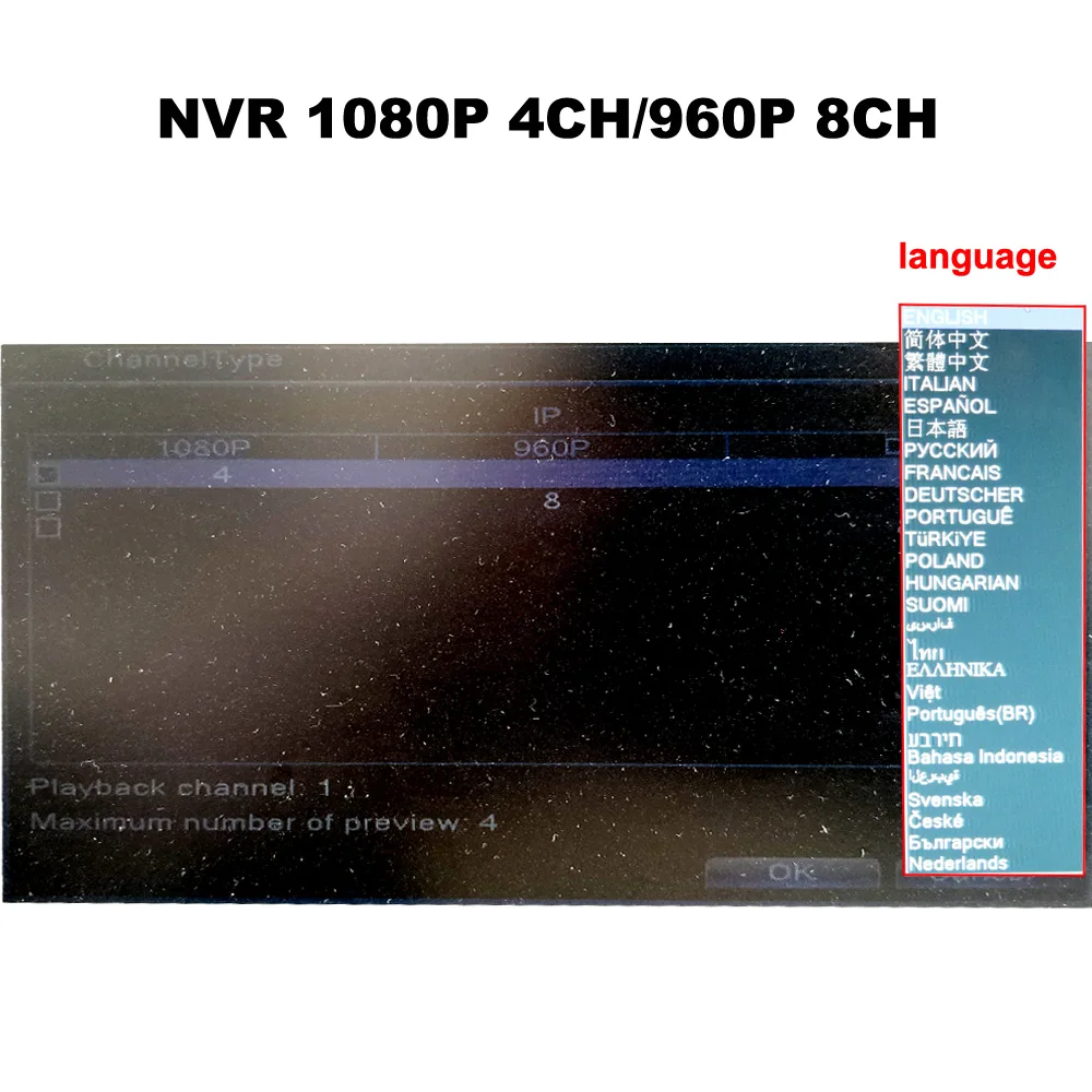 Видеорегистратор сетевой NVR 4CH/1080P 8 каналов 960P 720P ONVIF H.264|Видеорегистратор для