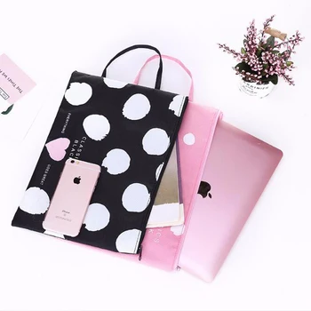 

Cute Striped Wave Point A4 Zipper Bag Bill Test Portable Oxford Cloth File Storage Bag Office Stationery Bag Student Pencil Case