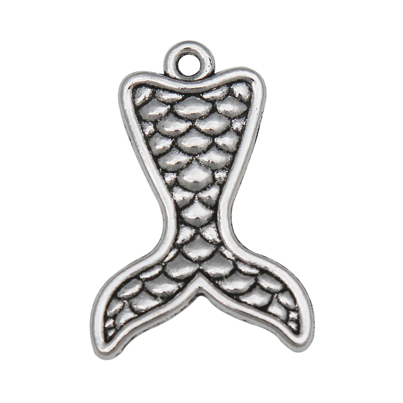 

RAINXTAR Fashion Alloy Mermaid Tail Shape Vintage Charms For Kids 19*27mm 10pcs AAC381