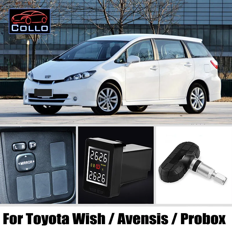 TPMS система контроля давления в шинах для toyota Wish Avensis Probox/Беспроводная система контроля давления в шинах внутренних датчиков/Встроенная установка