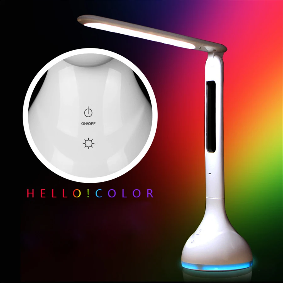 

Foldable Led Desk Lamp Table Light with Calendar Temperature Alarm Clock Atmosphere Colors Changing Book Light Night Lights