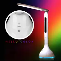 Opvouwbare Led Bureaulamp Tafellamp met Kalender Temperatuur Wekker Sfeer Kleuren Veranderen Boek Licht Nachtverlichting