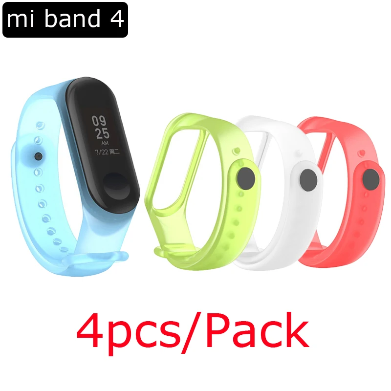 

4PCS PACK For Xiaomi Mi Band 4 strap Bluetooth 5.0 Wristband Fitness silicone belt replacement miband 4 Bracelet Accessories