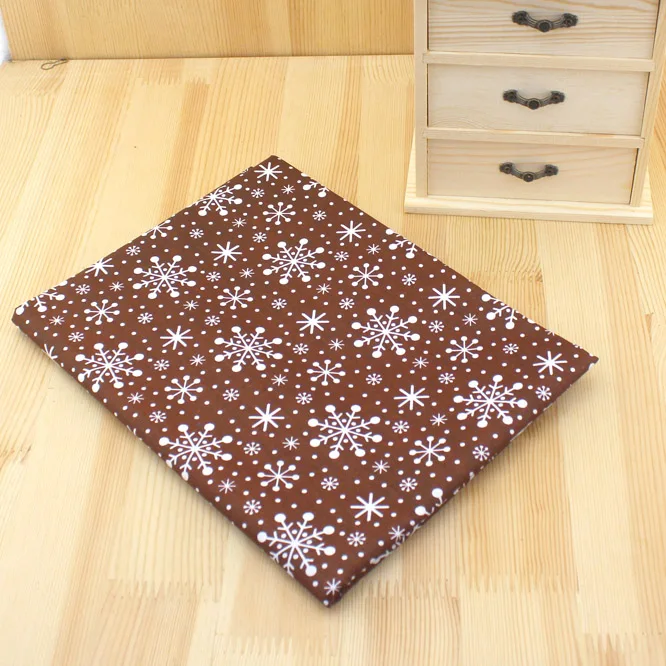 

160*50CM Coffee Back White Snow Print Cotton Fabric Telda DIY Tissue Patchwork Telas Sewing Baby Quilting Bedding Textile Tecido