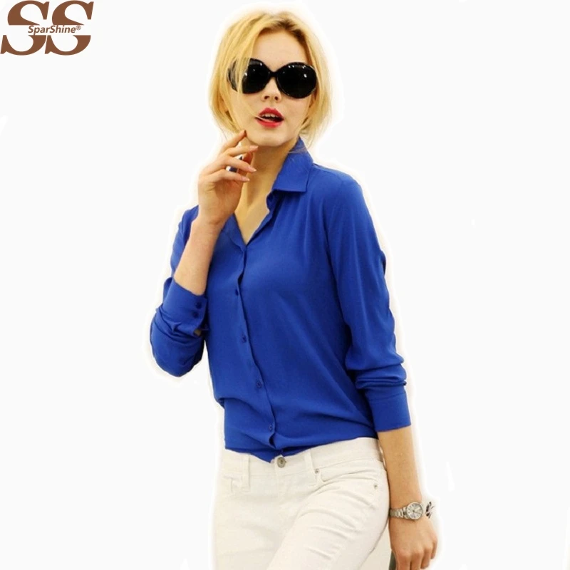 

Blusas Femininas 2018 Women Shirt Chiffon Tops Elegant Ladies Formal Office Blouse 5 Colors Work Wear XXL WCX565