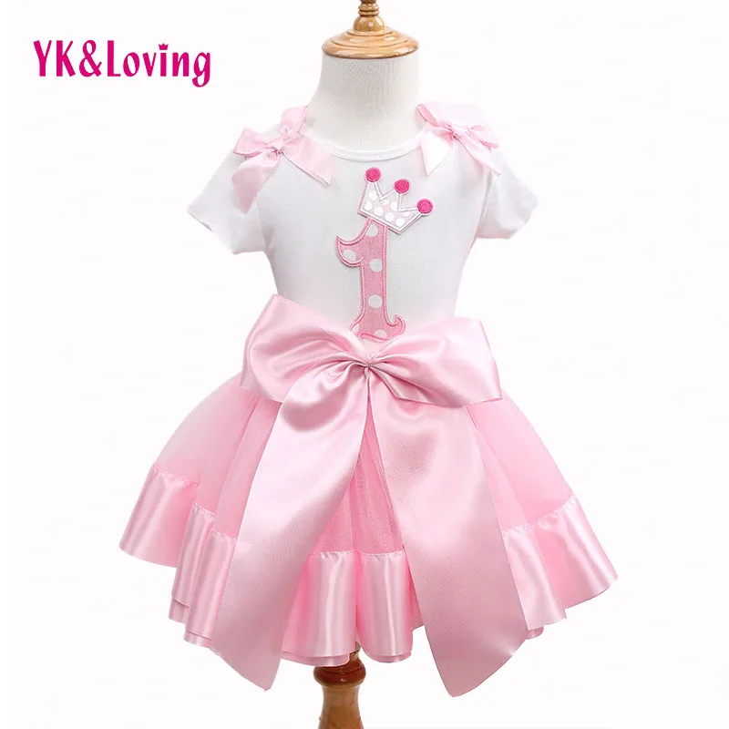 

YK&Loving Fashion kid clothes Baby Girl Clothing Set Flower Top T-Shirt+Bow Princess Tutu Skirts Children Clothes Brand Clothing