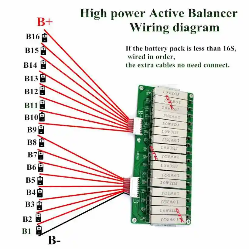 1 шт. балансир высокой мощности BMS 3s до 16S 60V 1A литиевая 1000ma BMS Lifepo4 16S 48V 1500mA 1.5A выравнивание тока только балансировка