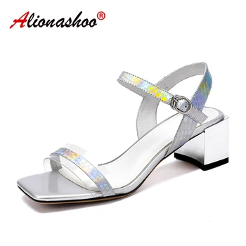 

Women ankle strap high heels summer sandals Women Open Toe Chunky Heels Dress Sandals Pumps Large sizes 34-43 sandalias mujer