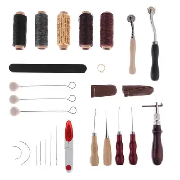 

27pcs/set DIY Carving Woodworking Sewing Saddle Groover Leather Craft Stitching Punch Tools Kit Quality Hand Tool Sets