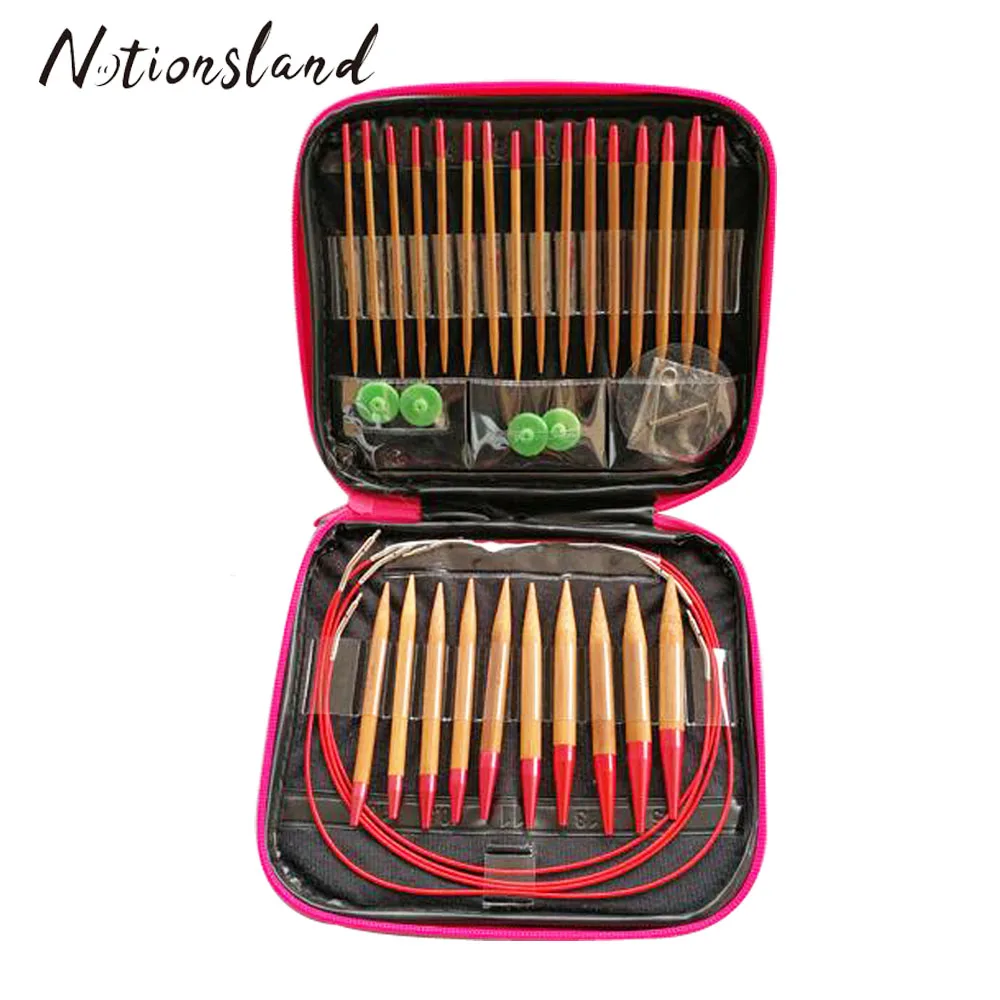 

13 pairs Detachable Woven Bamboo Change Head Circular Knitting Needle Crochet Hook Set for Women DIY Craft Sewing Accessories