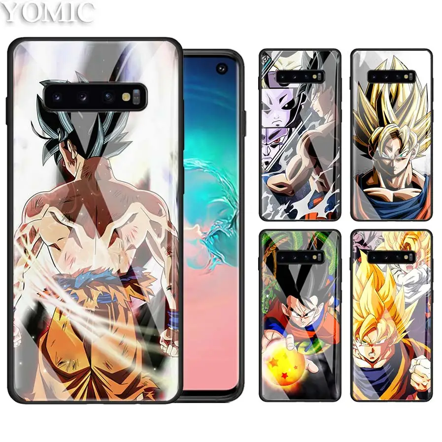 

Tempered Glass Phone Case for Samsung Galaxy A50 A30 S10e S9 S8 S10 Plus Note 9 10 Cover Coque Bags SUPER Dragon Ball Z Goku