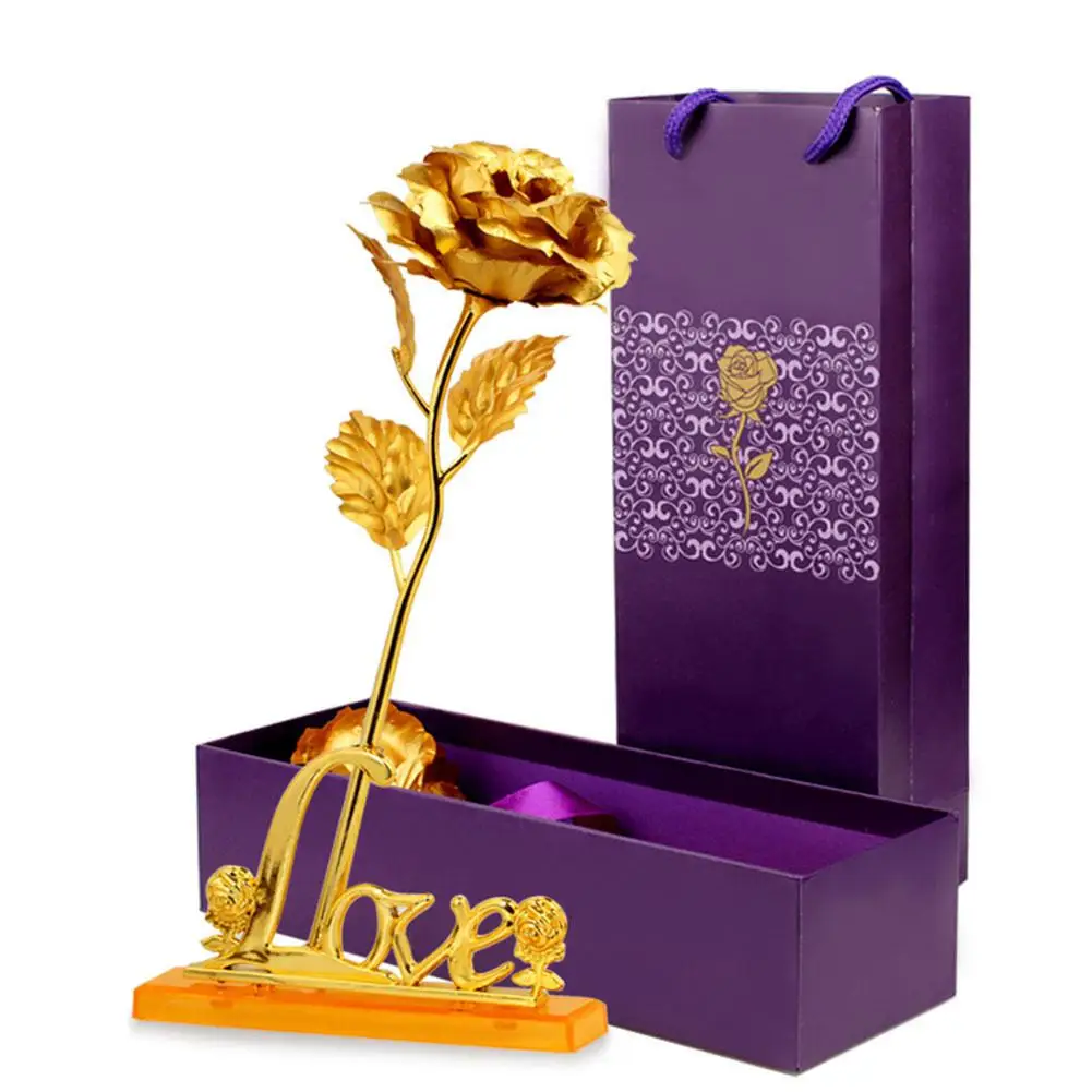 

TPFOCUS 24k Foil Plated Rose with Leaf for Wedding Valentine Day Birthday New Year Decoration Gifts