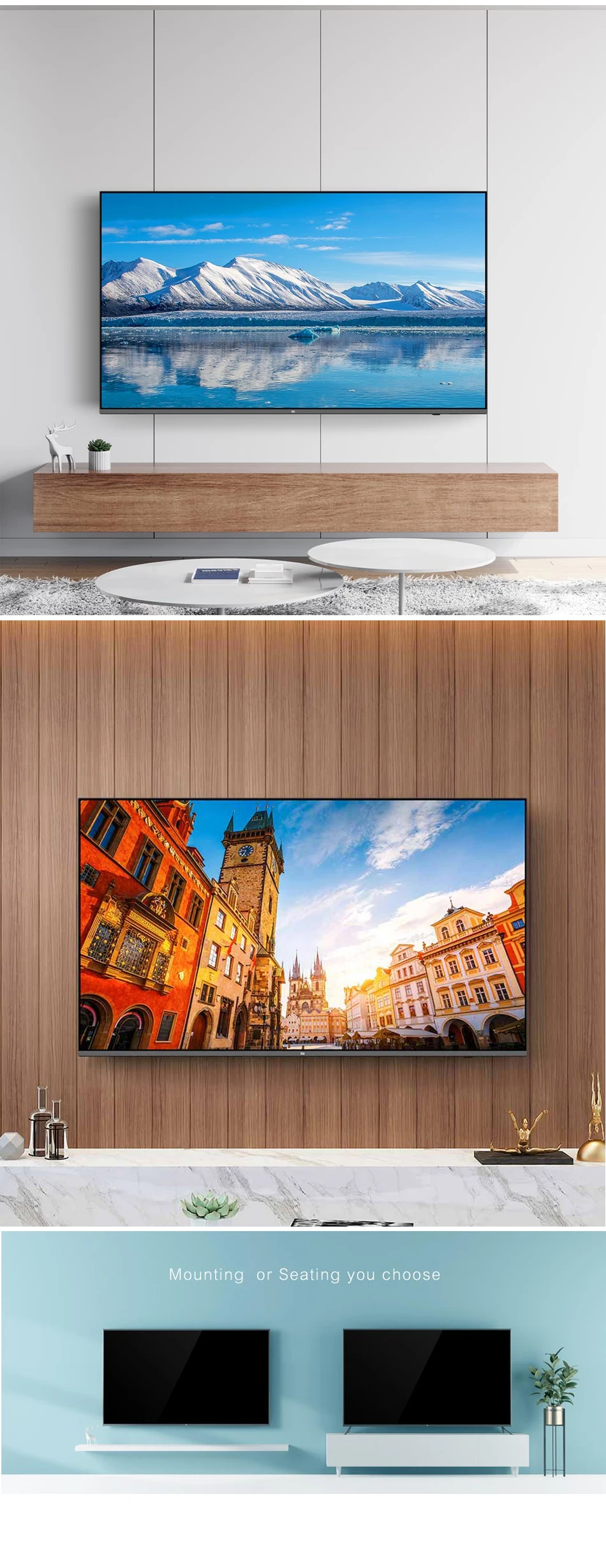 Xiaomi полный дисплей ТВ E 55A 4K 55 дюймов Smart tv 2 ГБ 8 ГБ 64 бит 4 камень процессор Встроенный Xiaoai динамик PatchWall tv