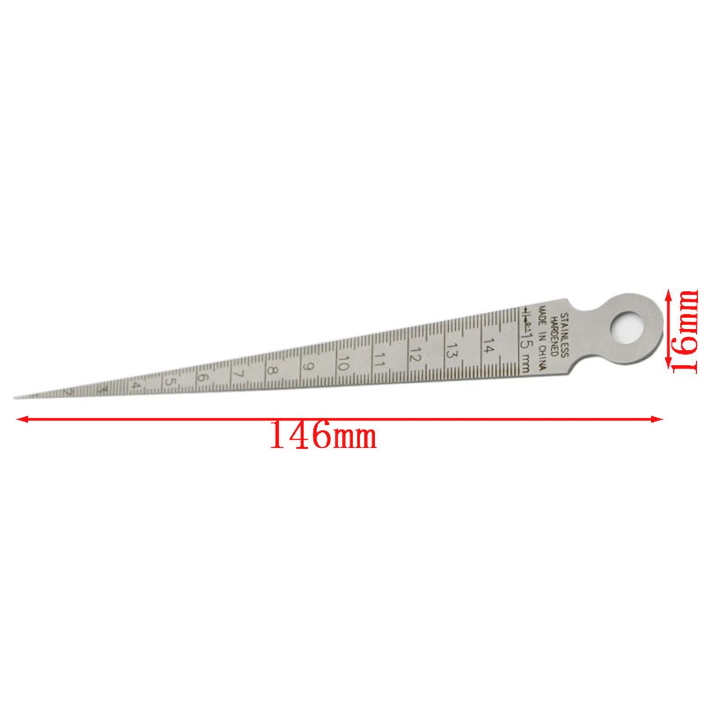 Щель отверстие конусная линейка Метрическая нержавеющая сталь 1-15 мм клинообразный щуп измерительный инструмент метрика для сверла отверстие конус зазор измерительные инструменты