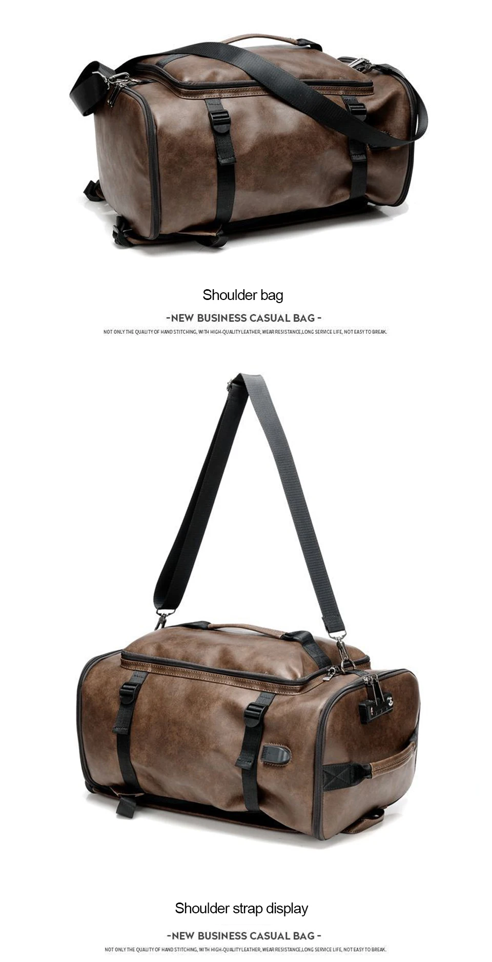 Fashion Backpacks Anti Theft Backpack PU Leather Laptop 17 Inch 15.6 Back Packs Casual Men Women Bags USB Charging Style Bagpack (8)