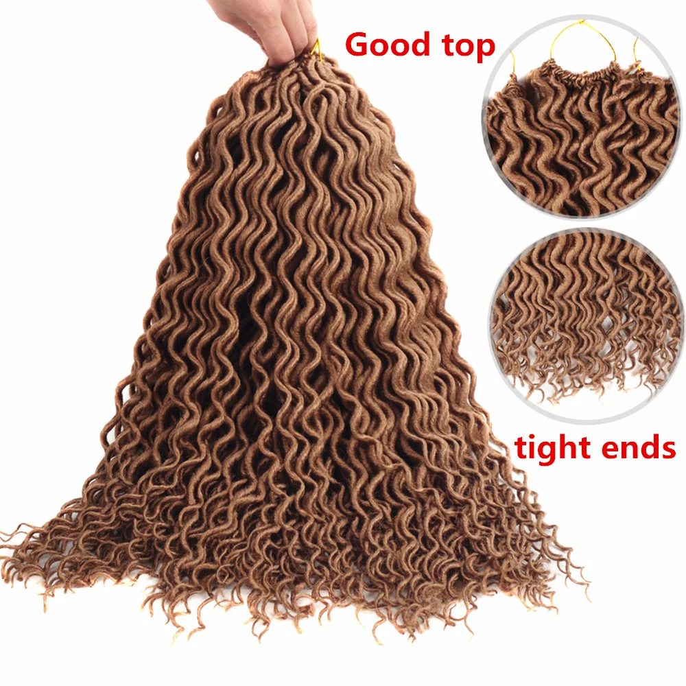 Полный Звезда 1" Faux locs Curly заканчивается 24 корни вязанная косами чёрный; коричневый Цвет химическое плетение волос для Для женщин