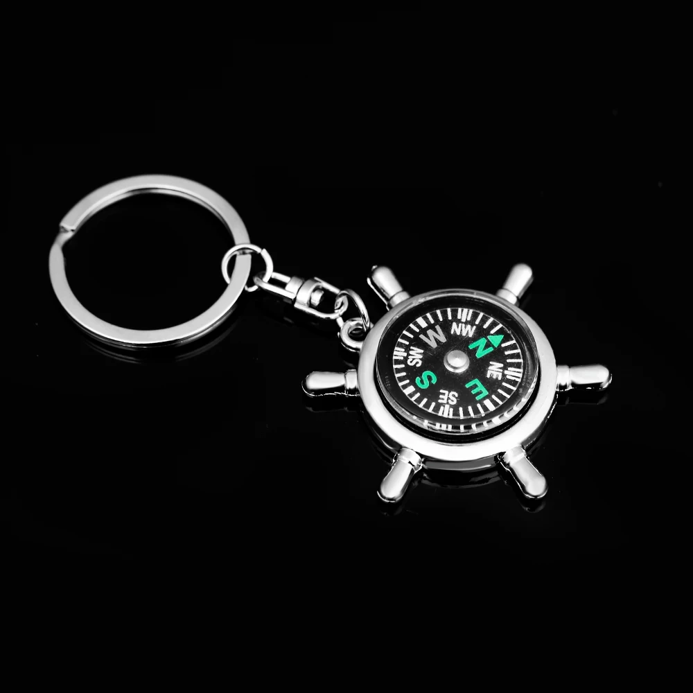 FAMSHIN Compass Keychain Hot Sale Creative Multifunction Alloy Rudder