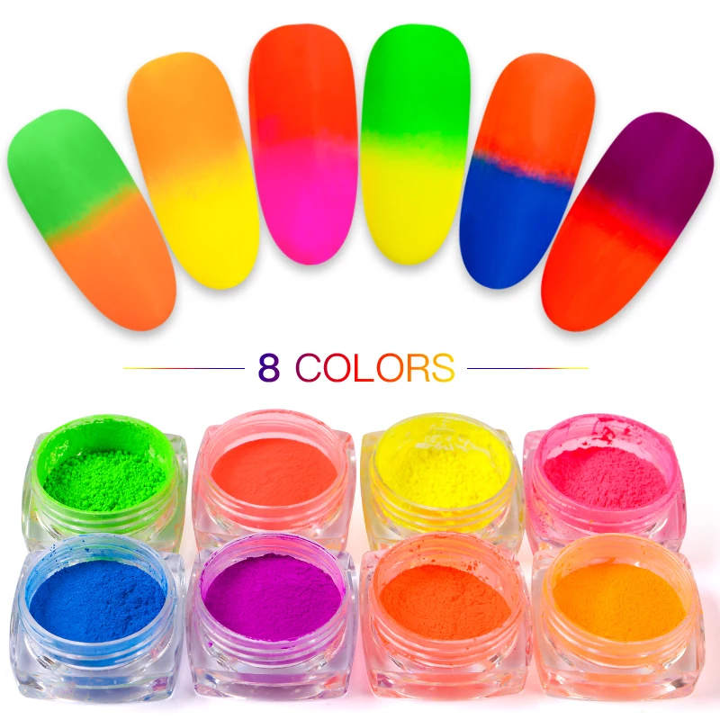 

MEET ACROSS 1g Neon Nail Powder Fluorescence Effect Nail Glitter Powder Gradient Glitter Summer Shinny Dust DIY Decor Manicure