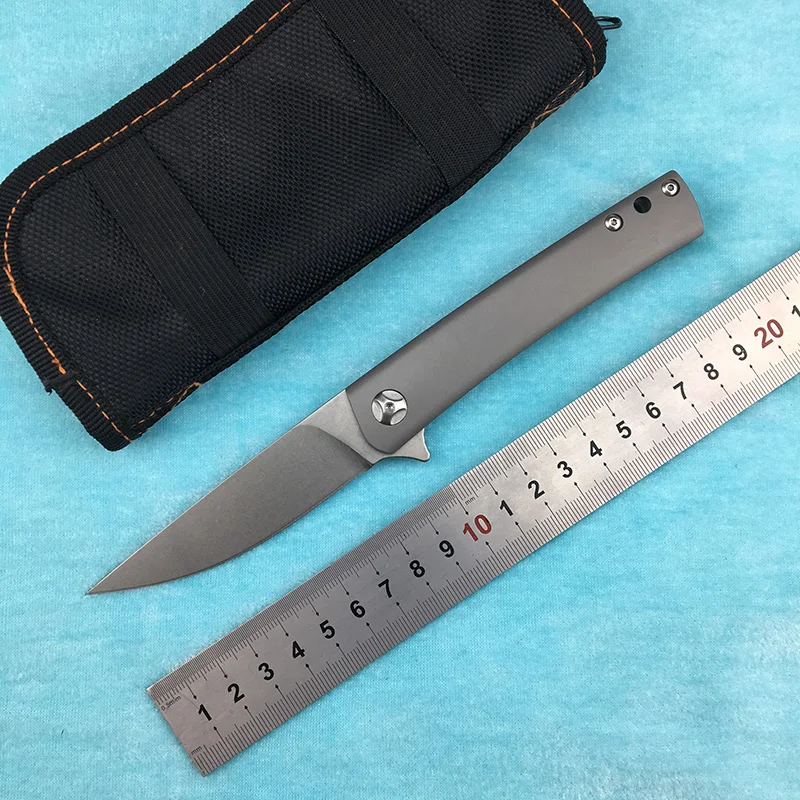 

LEMIFSHE L001 Flipper folding knife D2 blade TC4 Titanium Handle Outdoor Camping Hunting Pocket Fruit Knife EDC tools