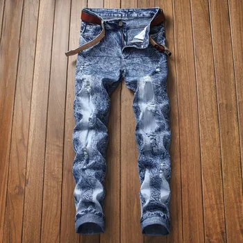 

Jeans Men New Fashion Hole Denim Trouser Vintage Male Distressed Slim Biker Jeans Men's Pants Plus Size 44