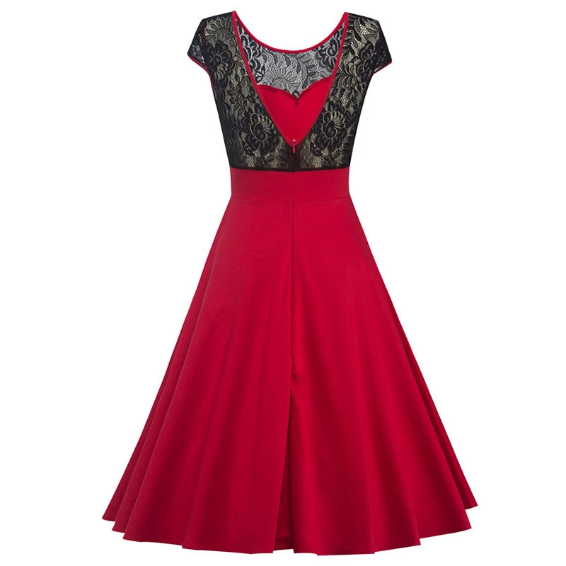 Kostlish Sexy Lace Hollow Summer Dress Women 2017 Sleeveless Slim 50s 60s Vintage Dress Elegant Backless Evening Party Dresses (5)