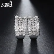 Effie queen Модные женские серьги, роскошные серебряные серьги-гвоздики с кристаллами и цирконием, ювелирных изделий DDE23