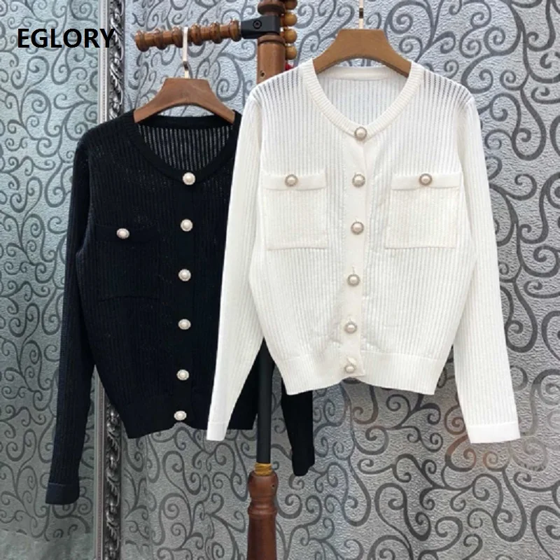 ^*Best Offers High Quality New 2019 Autumn Fashion Sweater Cardigan Women Beading Buttons Long Sleeve Knitted Tops Coat Ladies Casual Cardigan