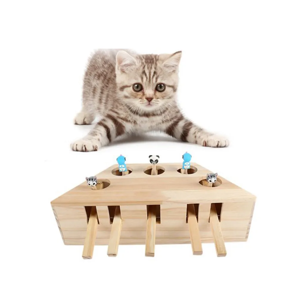 Игрушки для кошек, домашние игрушки для питомцев, одноцветные деревянные игрушки для кошек, охотничьи игрушки, интерактивные сиденья для мыши с 3/5 отверстиями, интерактивные игрушки для кошек, лучший подарок#30