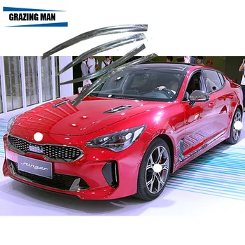 

Sun visor 4 Plating chrome Car Window Visor Wind Deflector Sun Rain Guard Defletor for stinger 2017