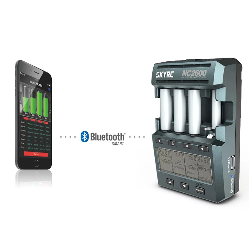 SKYRC NC2600 зарядное устройство Bluetooth умная, быстрая батарея быстрое зарядное устройство AA/AAA зарядное устройство dis зарядное устройство анализатор обновления