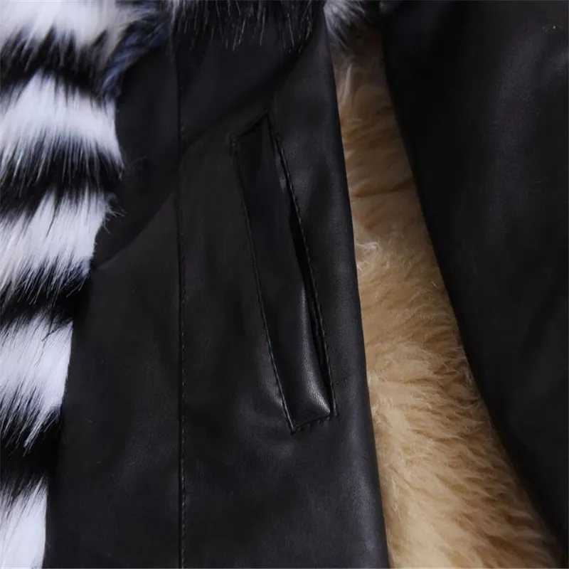 Осенне-зимнее новое пальто из искусственного меха с длинными рукавами, имитация скорпиона, шерсть, овечья кожа, Имитация кожаной куртки в британском стиле, 6XL